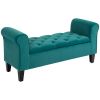 Tufted Storage Ottoman Bench with Folding Design, Velvet Upholstered Green
