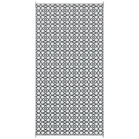 Outdoor Rug 9'x18' Reversible – Black & White Clover, Portable for RV & Camping