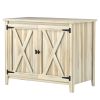 Wooden Outdoor Storage Cabinet with Shelf and Double Doors, Natural Wood