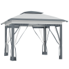 12x12 Pop Up Gazebo Sun Shade, Instant Folding Canopy with Mesh Sidewalls, Adjustable Height, Gray