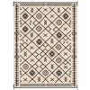 Reversible Outdoor Rug – Waterproof Plastic Straw, 9'x12', Black & Beige Rhombus with Carry Bag