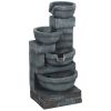 30" Outdoor Water Fountain with LED Lights – 4-Tier Resin