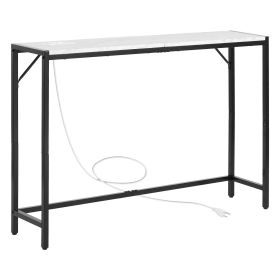 VEVOR Marble Console Table, Modern Narrow Sofa Table with Power Outlet