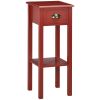 2-Tier Side Table with Drawer, Narrow End Table in Red for Living Room or Bedroom