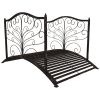 Garden Bridge 4' Metal Arch with Scrollwork & Safety Rails – Black Bronze
