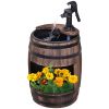 2-Tier Wooden Water Pump Fountain with Flower Box Base – Durable Garden Decor