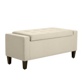 Linen Tufted Storage Ottoman Bench with Lift Top, Beige – Living Room & Entryway