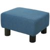 Blue Linen Ottoman Foot Rest Small Stool for Living Room and Bedroom