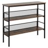 3-Tier Industrial Console Table – Metal & Wood Storage Shelf with Adjustable Feet