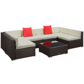 7-Piece Rattan Sectional Patio Furniture Set with Cushions