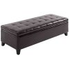 51" Tufted Storage Ottoman Bench – Dark Brown Faux Leather, Living Room & Entryway Storage Seat