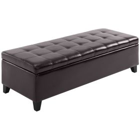51" Tufted Storage Ottoman Bench – Dark Brown Faux Leather, Living Room & Entryway Storage Seat
