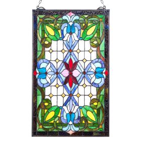VEVOR Tiffany Style Stained Glass Window Panel 17 x 29 Inch with Hanging Chain