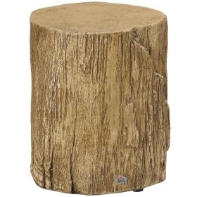 Tree Stump Stool Side Table with Round Wood Grain Top, Indoor & Outdoor Use, Natural Finish