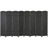 8-Panel Folding Room Divider Screen 5.6 Ft Tall – Black Privacy Partition