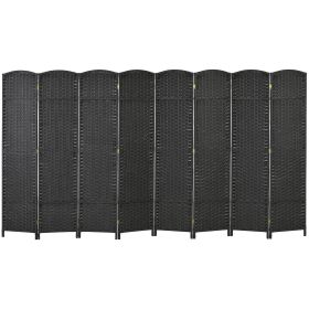 8-Panel Folding Room Divider Screen 5.6 Ft Tall – Black Privacy Partition