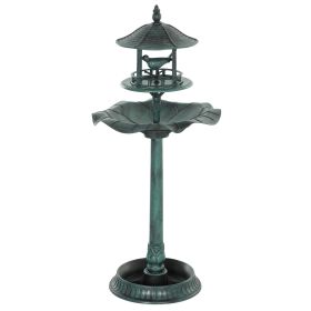 Bird Bath Bowl, 3-in-1 Pedestal Birdbath with Feeder & Planter, Green