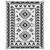 Reversible Outdoor Rug 8'x10' – Waterproof Black & White Rhombus, Portable with Carry Bag