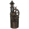 2-in-1 Outdoor Water Fountain with Birdhouse – LED Resin Garden Waterfall