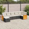 Garden Sofa Set Black PE rattan Large Adjustable Feet