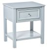 Gray End Table with Drawer and Bottom Shelf – Compact Sofa Side Table