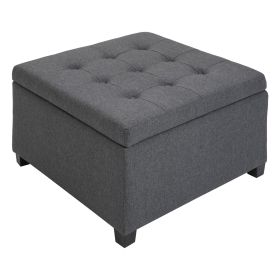 Tufted Storage Ottoman with Lift Top – Fabric Upholstered Bench with Rubberwood Frame