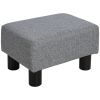 16" Gray Linen Ottoman Cube Footrest – Upholstered Pouf Stool