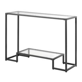 VEVOR 2-Tier Glass Console Table Modern Sofa Side Table with Iron Frame