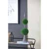 Artificial Two-Tiered Boxwood Sphere Topiary on Metal Spire – 26.5"