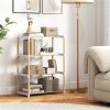 4-Tier Solid Pine Wood Shoe Rack Stackable Storage Organizer Natural Gray