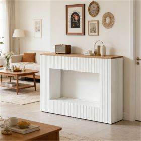 Modern Fluted Console Table, Wooden Sofa Table, Entryway & Foyer Table with Storage