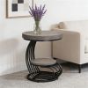 Round Coffee Table with Storage Rack – Side Table, Sofa Table, Tea Table