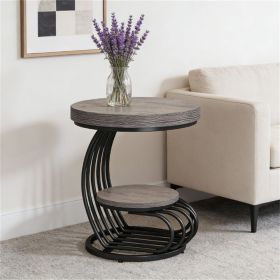 Round Coffee Table with Storage Rack – Side Table, Sofa Table, Tea Table