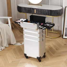 4-in-1 Draw-bar Style Interchangeable Aluminum Rolling Makeup Case – Silver