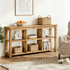 Solid Wood Console Table with Adjustable Storage – Sofa & Entryway Table