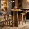 Rustic Round Bar Table 31.5" Bistro Coffee Table with Storage