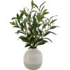 14in Indoor Artificial Olive Plant in Two-Tone Ceramic Vase