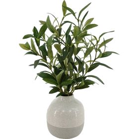 14in Indoor Artificial Olive Plant in Two-Tone Ceramic Vase
