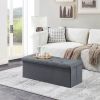 Folding Storage Ottoman Bench – Gray Linen Footrest & End-of-Bed Storage Chest, 43 Inches