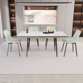 Extendable Dining Table Set 47"–63" MDF Dining Table with 4 Light Green Chairs