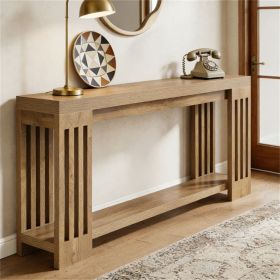 Farmhouse Console Table with Storage Shelf – 70.9" Sofa Table for Entryway & Living Room