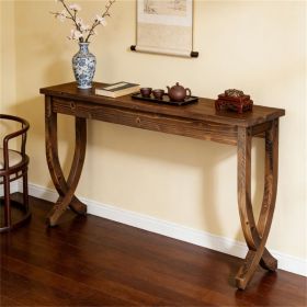 Solid Wood Console Table – 63" Entryway Sofa Table with Storage Display