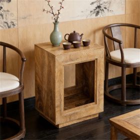 Wooden Coffee Table with Storage, Square Side & Bedside Table, Rustic Tea Table