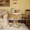 Modern Round Coffee Table with Faux Marble Top & Gold C-Shaped Legs – Versatile Side Table for Living Room, Bedroom, or Reception Area