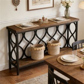 Industrial Console Table 70" Sofa Table with Storage Shelf