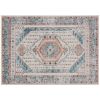 4x6 Vintage Machine Washable Area Rug with Non-Slip Backing – Brown & Blue