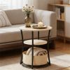 Round Side Table with Charging Station – 3-Tier Sofa Table with Storage