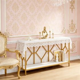 Console Table, Long Sofa Table, Foyer Table with Open Storage Rack & Geometric Design