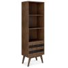 Clarkson Bookcase with Storage – Rustic Natural Aged Brown Acacia Wood
