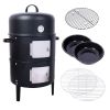 17-Inch Steel Charcoal Smoker BBQ Grill – Heavy Duty Outdoor Cooking, Black